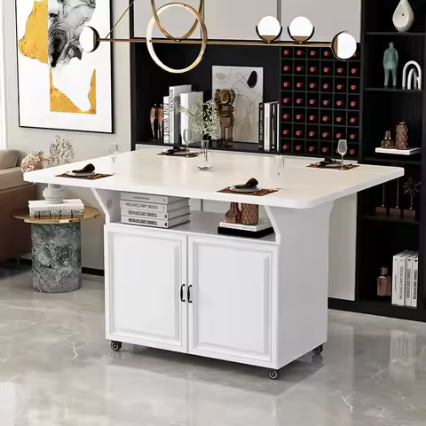 Folding Dining Table Small Apartment Movable Rectangular Multi-Functional 4-Person 6-Person Simple D
