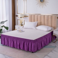 1mx1m9/ 1m37x1m9/ 2mx2m Solid Color Elastic Bed Skirt Twin/Full/Queen Size Elastic Bed Runners Ruffl