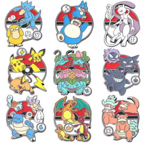 Pokemon Hard Enamel Pin Kawaii Pikachu Bulbasaur Squirtle Anime Brooch Backpack Jeans Lapel Badges F