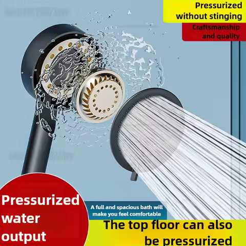 5 Mode Pressure Boost Shower Head Multifunction Adjustable Large Water Yield Shower Nozzle Massage S