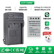 Cityork EN-EL5 EN-EL5 ENEL5 EN EL5 Camera Battery + Charger For Nikon Coolpix P3 P4 S10 P80 P90 P100
