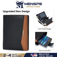 MENSPE Men Short Wallet Drawable Card Slot Design RFID Block Wallet Coin Wallets Soft Microfiber Gen