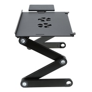 Portable Adjustable Folding Bed Sofa Table Desk Tray Stand with Mouse Pad 2 Fans Multi Angle Legs fo