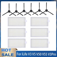 Primary Hepa Filter Side Brush Replacement For Ilife V3 V3s V5 V5s Pro X5 V55 V50 Robotic Vacuum Cle