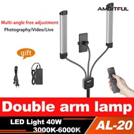 AMBITFUL AL-20 LED Light 3000K-6000K 40W Double Arms Fill LED Light Long Strips LED Light with LCD S
