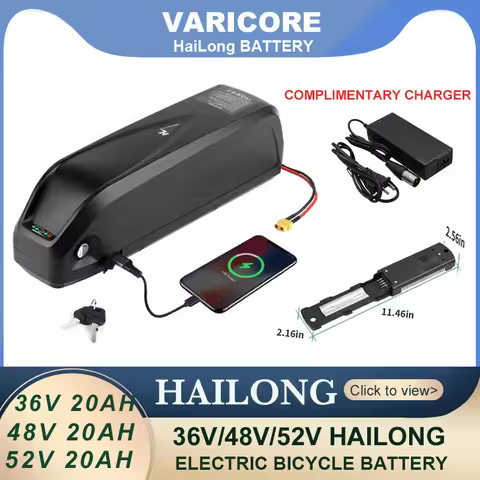 36V 48V 52V 20AH Hailong li-ion Rechargeable Battery Pack 30A BMS 350W 500W 750W 1000W 18650 Cell +