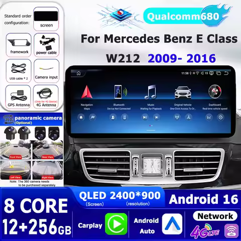 Car Radio Multimedia For Mercedes Benz E Class W212 2009 - 2016 Android 16 Auto Carplay BT DSP Playe