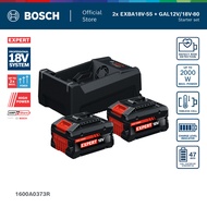 Bosch PRO 18V Starter Set: 2x EXPERT EXBA18V-55 (5.5Ah Tabless) Batteries + GAL 12V/18V-80 Fast Char