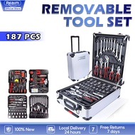 REAIM 187PCS Tools Set For Motorcycle Socket Wrench Set Heavy Duty with Metal Box