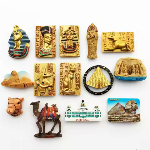 Egyptian Fridge Magnet Souvenir Port Said Travel Souvenir Sphinx Myth Queen Anubis Camel 3d Resin Ma