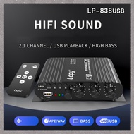 [M G L O]  838 USB  Subwoofer Amplifier HIFI 2.1 12V Car Home Amplifier U Disk Lossless Suitable for