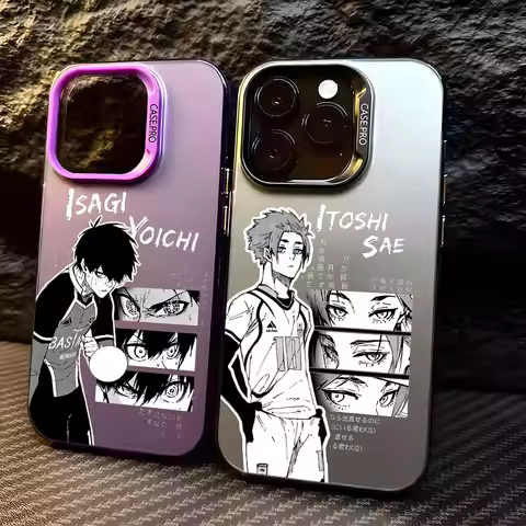 Cool B-Blue L-Lock Anime Phone Case For IPhone 16 15 14 13 12 11 Pro Max Black Matte Multicolor Lase