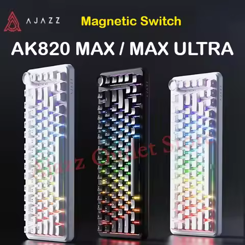 New Ajazz Ak820 Max Ultra/MAX Magnetic Switch Mechanical Keyboard 8k 128khz 0.01mm Rgb Customized Wi