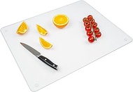 Tempered Glass Cutting Board for Kitchen, Frosted Glass Cutting Board with Rubber Feet and Rounded C