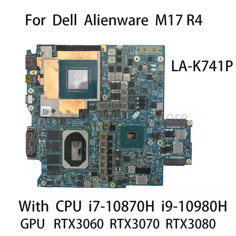 Laptop Motherboard For Dell Alienware M17 R4 M15 R4 GDR51 LA-K741P With CPU i7-10870H i9-10980H GPU 