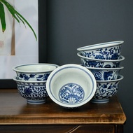 Ceramic Teacup Blue White Underglaze Color Large Master Single Cup Tea Cup Kung Fu Tea Bowl Retro Pr