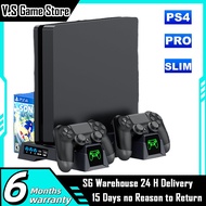 (SG 24H Delivery)PS4/Pro/Slim Vertical Cooling Fan Stand USB Console Charging Controller Game Storage