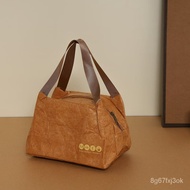 XYMeikefan（E-makeup）Lunch Box Handbag Lunch Box Insulation Bag Portable Lunch Bag American Retro Lunch-Box Bag Khaki Wat