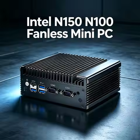 Intel N150 N100 Fanless Mini PC 2x2.5G LAN 2*COM NVMe DDR4 Industrial Mini Computer Firewall Router 