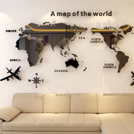 สติ๊กเกอร์ติดผนังอะคริลิค 3D ลายแผนที่โลก A map of the world สีดำ แต่งบ้าน แต่งออฟฟิส แผนที่ พร้อมส่ง