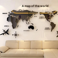 สติ๊กเกอร์ติดผนังอะคริลิค 3D ลายแผนที่โลก A map of the world สีดำ แต่งบ้าน แต่งออฟฟิส แผนที่ พร้อมส่