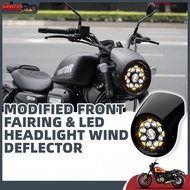 QJMOTOR SRV250 Modified Motorcycle Front Fairing with LED Headlight Wind Deflector Retro Bikini Fair