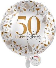 XXL Foil Balloon 50, Large Helium Balloon for 50th Birthday, Gift for Women or Men, Decoration for R