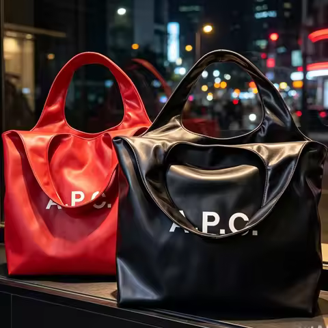 APC Bag solid color Printed Leather Tote Bag Large Capacity One-Shoulder Commuter Computer Tote Bag 