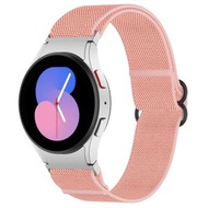 全城熱賣 - 適用於三星 Galaxy Watch 5 Pro 45mm 尼龍彈力黑扣錶帶（粉色）
