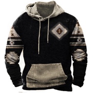 Vintage Tribal Style Mens Hoodies Sweatshirt Spring Autumn New Loose Pullover Casual Jacket Streetwe