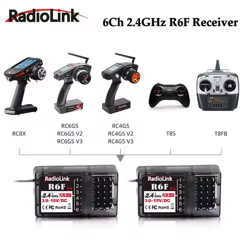 Radiolink R6F Receiver 6Ch 2.4GHz for RC6GS V2 RC4GS V2 T8FB T8S Radio Transmitter Remote Controller