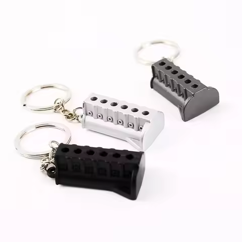 Tuning Keychains 3D Metal 6 Cylinder Engine JDM Racing Car Auto Keychain Key Chain Ring Keyring Keyf