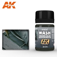 AK INTERACTIVE DIAROMA WHETHERING AK070 ENAMEL WASH BROWN BLUE FOR PANZER GREY VEHICLES 35ML