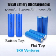 Rechargeable 18650 Battery/Bateri Boleh Cas 18650 [1200/2400/3000mAh] - Flat Top & Button Top/3 Mont