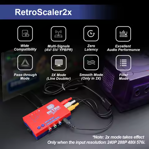 RetroScaler2x A/V to HDMI-compatible Converter and Line-doubler For Retro Game Consoles PS2 N64 NES 