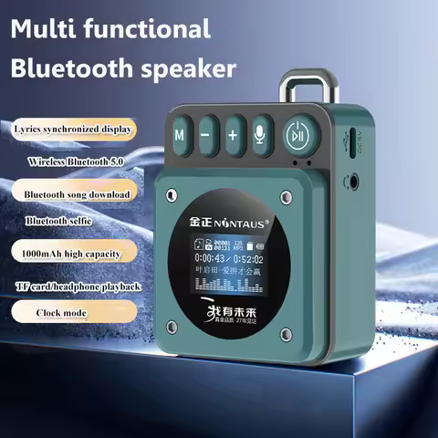 Mini Portable Bluetooth Speaker Lyrics Display Heavy Bass Soundbar Handsfree Call MP3 Music Player R