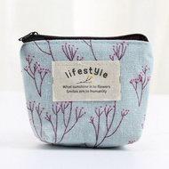 PTT Pouch Dompet Koin Resleting Live Style Kanvas Dompet Serbaguna Sleting Motif Bunga Wallet Coin D