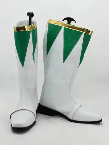 Green White Ranger Zyuranger Superhero Boots