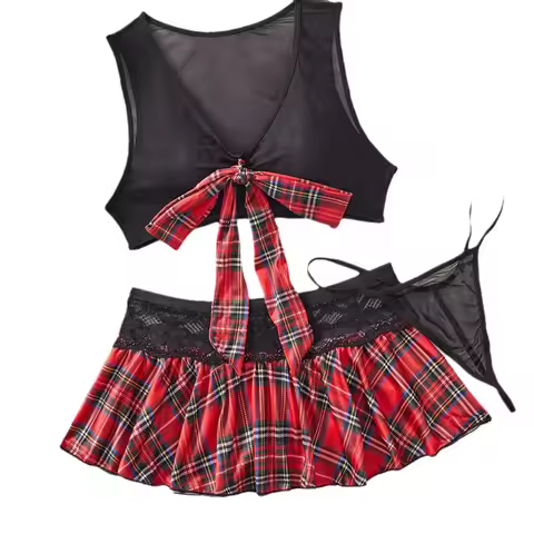 Playful Schoolgirl Outfit: College-Style COS Uniform Skirt