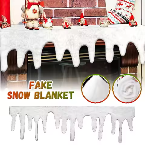 Christmas Fireplace Fake Snow Blanket Artificial Ice Sculpture Strip Icicle Cotton Xmas Fireplace De
