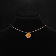 VAN CLEEF&ARPELS(梵克雅寶) Vintage Alhambra 中號單花項鏈 新扣 18K黃金/虎眼石 項鏈 黃金