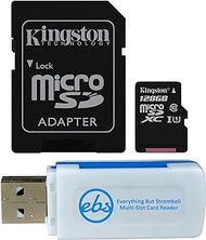 Kingston 128GB SDXC Micro Canvas Select Memory Card and Adapter Bundle Works with Samsung Galaxy A50, A40, A30 Cell Phone (SDCS/128GB) Plus 1 Everything But Stromboli (TM) MicroSD and SD Card Reader