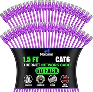Maximm Cat 6 Ethernet Cable 1.5 Ft, (50-Pack) Cat6 Cable, LAN Cable, Internet Cable and Network Cabl