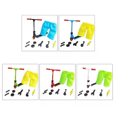 Alloy Finger Scooter and Two Wheel Fingerboard Set Mini Skate Parts Skateboarding Deck Fingertip Ska