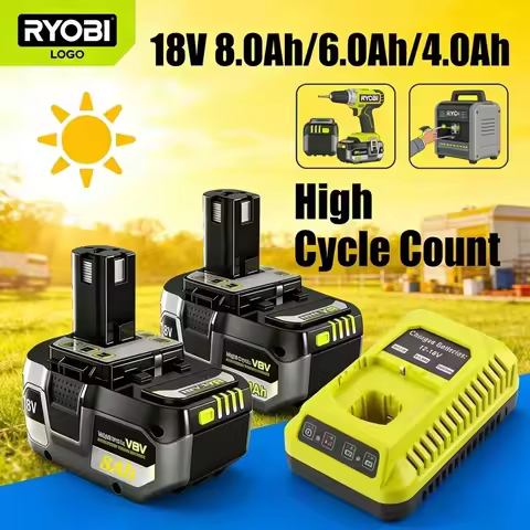 2026 New for RYOBI P108 18V Lithium ion Rechargeable Battery, fully compatible with all 18V tools in