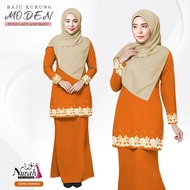 Baju Kurung Moden Sulam with Front Embroidery Flower Lace New Design