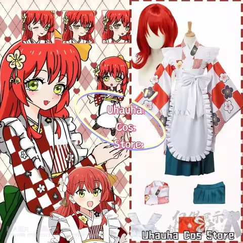 Anime The Rock! Cosplay Kita Ikuyo Costume Japanese Jirai Kei Girls Red Kimono Dress Kawaii Cute Lol