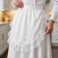 1-Piece Ruffle Edge Plain Color Solid Color White Lace Decorative Apron Kitchen Dining Room Short Ap