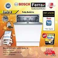 Bosch SMV6ZCX42E Series 6 Fully-integrated Built-in Dishwasher, Home Connect / Bosch SMV25BX03R Buil