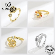 ODILIA JEWELRY Diamond Women Adjustable Silver 925 Perempuan Moissanite Cincin Ring Fashion Gold Original M118